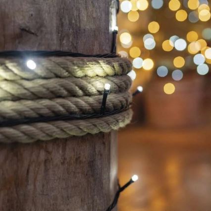 Zewnętrzny łańcuch LED 100xLED/10m IP44 zimna biel