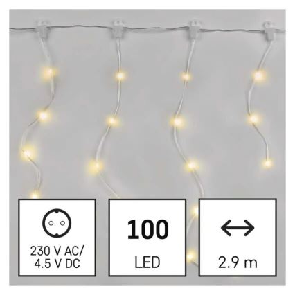 Zewnętrzny łańcuch LED 100xLED/8 funkcji 7,9x0,7m IP44 ciepła biel