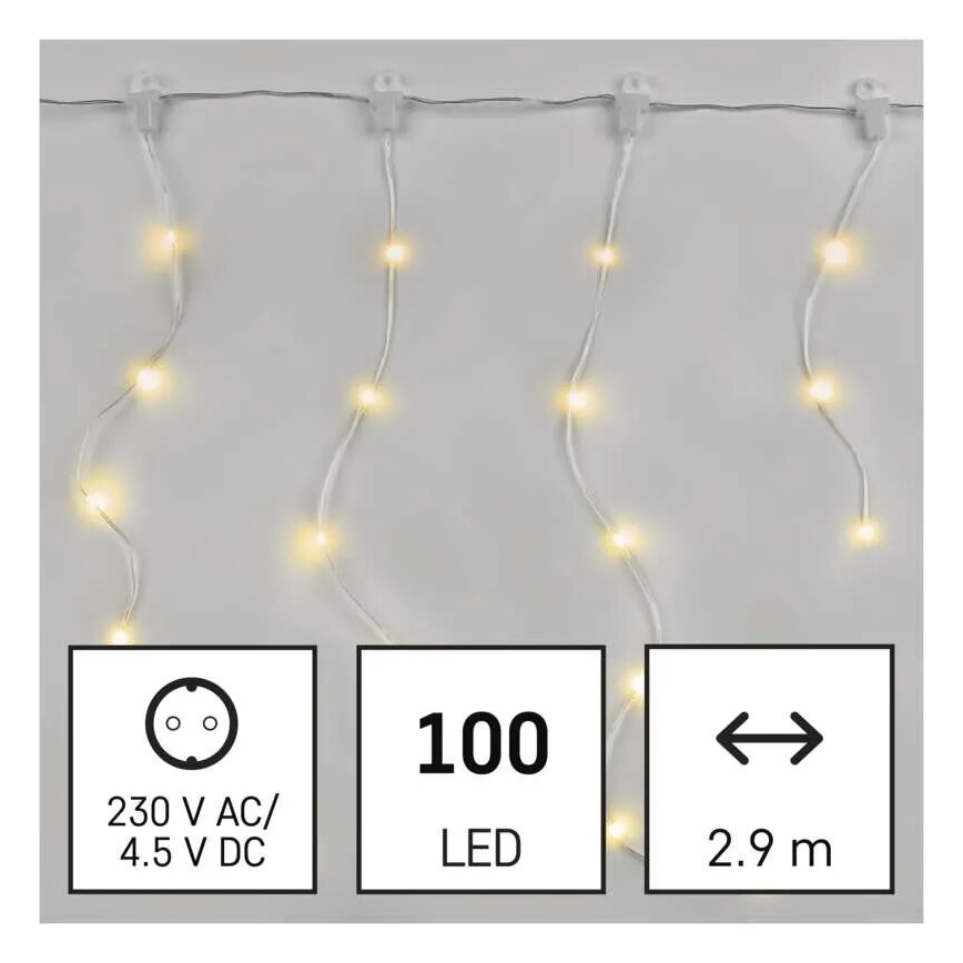 Zewnętrzny łańcuch LED 100xLED/8 funkcji 7,9x0,7m IP44 ciepła biel