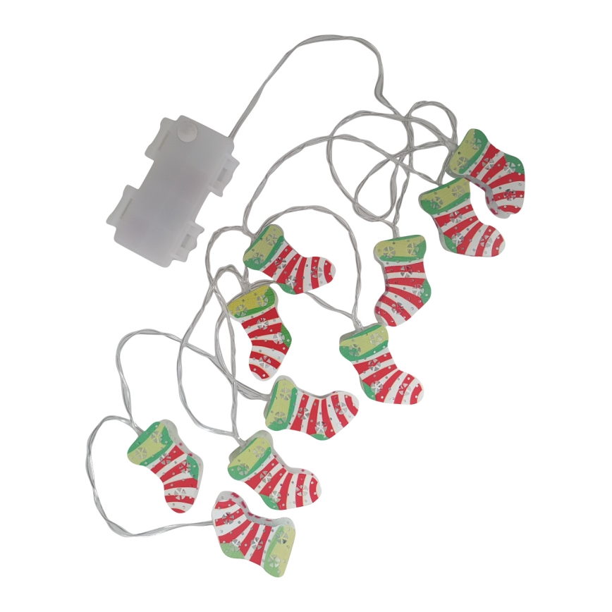 Zewnętrzny łańcuch LED 10xLED/2xAA 1,65 m IP44 ciepła biel pończochy