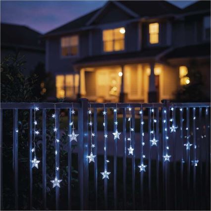 Zewnętrzny łańcuch LED 120xLED/8 funkcji 3xAA 1,7 m IP44 zimnobiały