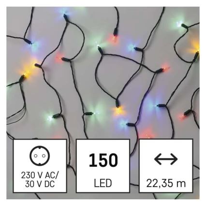 Zewnętrzny łańcuch LED 150 diod/27,35m IP44 wielokolorowy