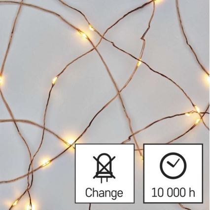 Zewnętrzny łańcuch LED 40xLED/9m IP44 ciepła biała