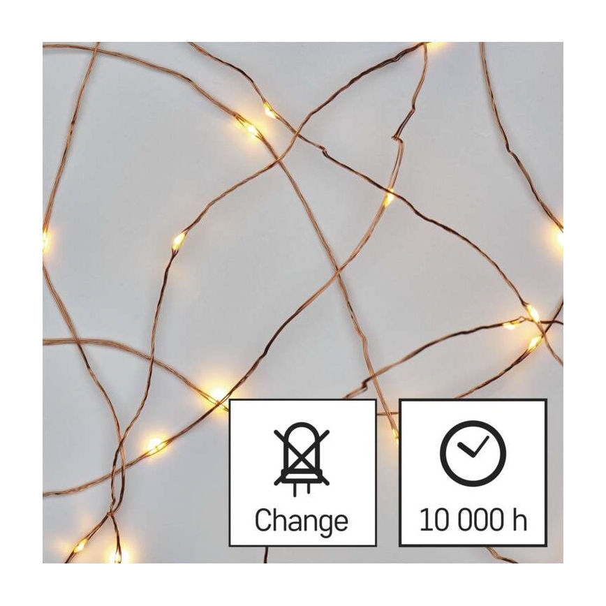 Zewnętrzny łańcuch LED 40xLED/9m IP44 ciepła biała