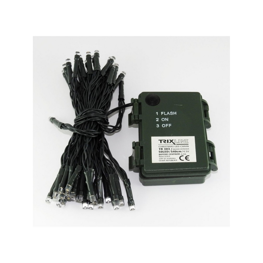 Zewnętrzny łańcuch LED 50xLED/2 funkcje 5,4m IP44 ciepłe białe światło