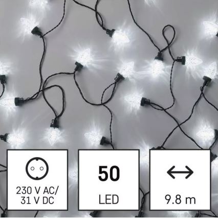 Zewnętrzny łańcuch LED 50xLED/8 funkcji 14,8 m IP44 zimna biała