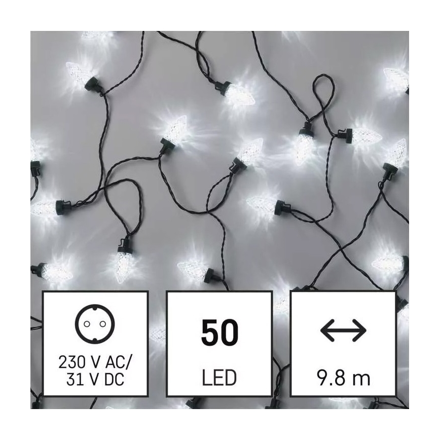 Zewnętrzny łańcuch LED 50xLED/8 funkcji 14,8 m IP44 zimna biała