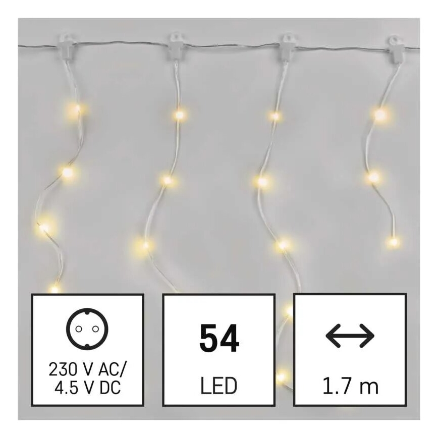 Zewnętrzny łańcuch LED 54xLED/8 funkcji 6,7x0,7m IP44 ciepła biel
