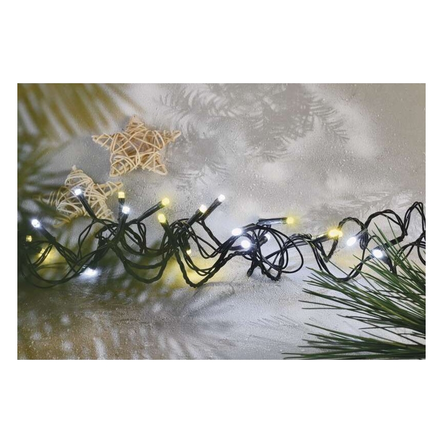 Zewnętrzny łańcuch LED 80xLED/2 funkcje 13m IP44 ciepła/zimna biała