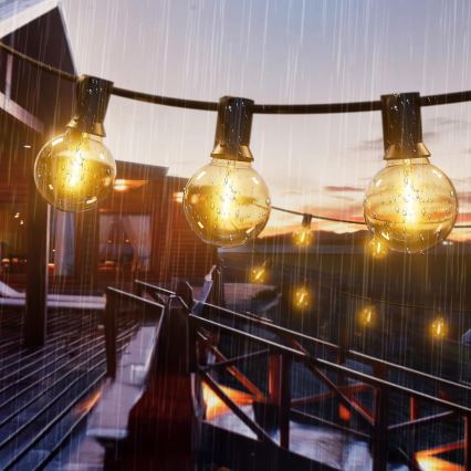 LED ściemnialna girlanda dekoracyjna do użytku zewnętrznego 25xE12/1W/24/230V 17,5 m IP65 czarna + zdalne sterowanie