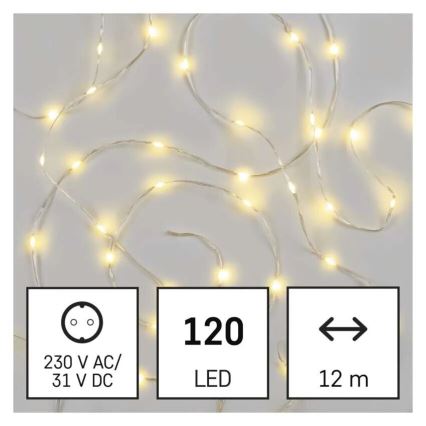 Zewnętrzny łańcuch świąteczny LED 120xLED/17m IP44 ciepła biała