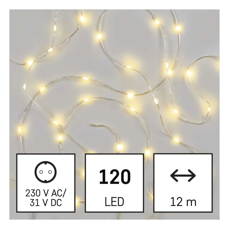 Zewnętrzny łańcuch świąteczny LED 120xLED/17m IP44 ciepła biała