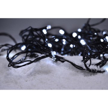 Zewnętrzny łańcuch świąteczny LED, 500 diod / 8 funkcji, IP44, 55 m, zimna biała