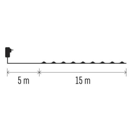 Zewnętrzny łańcuch świetlny 150 diod LED/20 m IP44, ciepła biała