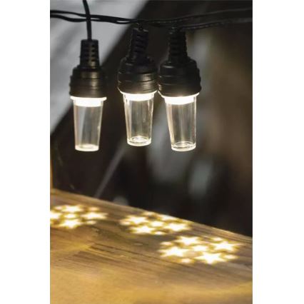 Zewnętrzny łańcuch świetlny LED, 10 diod, 9,5 m, IP44, zimna biel