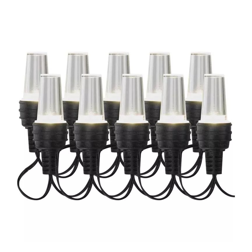 Zewnętrzny łańcuch świetlny LED, 10 diod, 9,5 m, IP44, zimna biel
