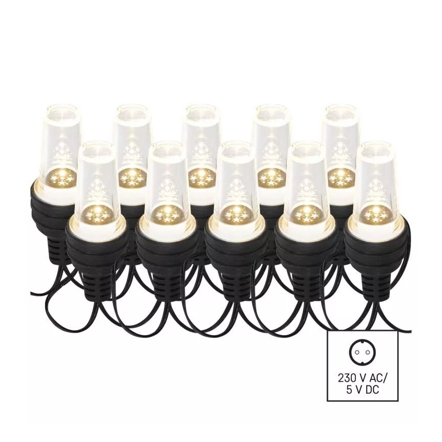 Zewnętrzny łańcuch świetlny LED, 10 diod, 9,5 m, IP44, zimna biel