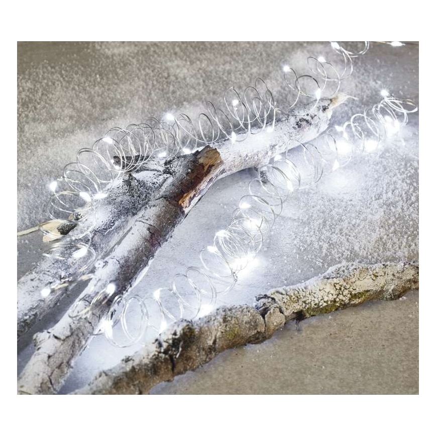 Zewnętrzny łańcuch świetlny LED 100 diod/15 m, IP44, zimna biel