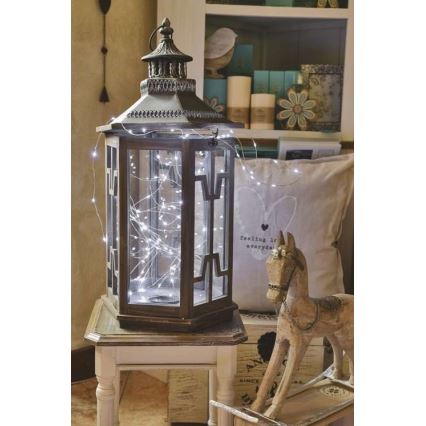 Zewnętrzny łańcuch świetlny LED 100 diod/15 m, IP44, zimna biel