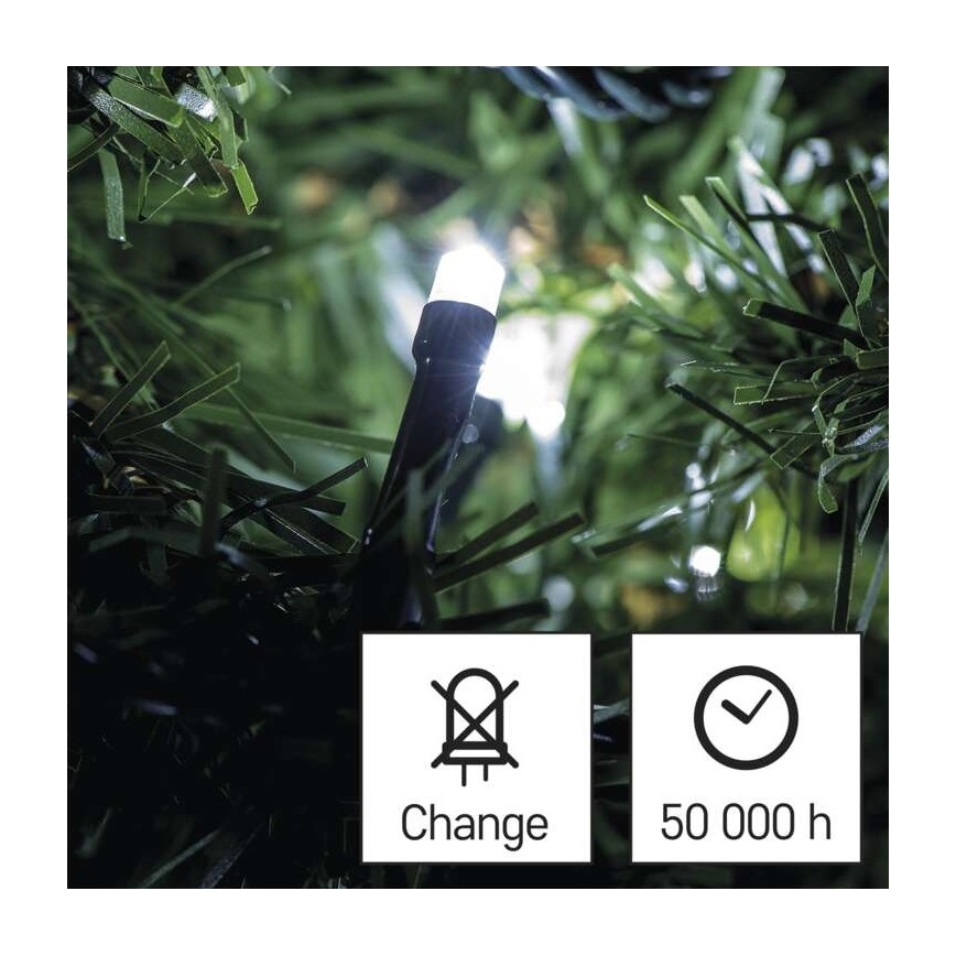 Zewnętrzny łańcuch świetlny LED 120 diod / 17 m, IP44, zimna biel