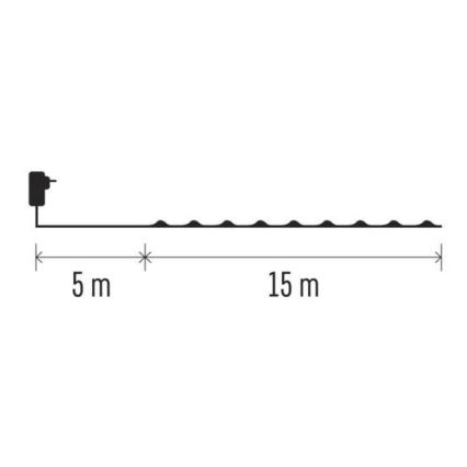 Zewnętrzny łańcuch świetlny LED 150 diod/20 m IP44, zimna biel