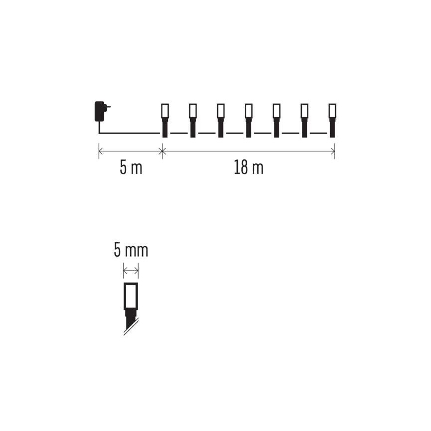 Zewnętrzny łańcuch świetlny LED 180 diod/23 m IP44 wielokolorowy