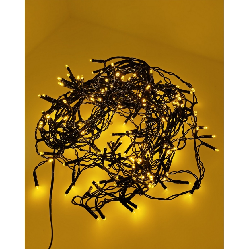 Zewnętrzny łańcuch świetlny LED, 200 diod, 230 V, długość 7,6 m, IP44, czarny