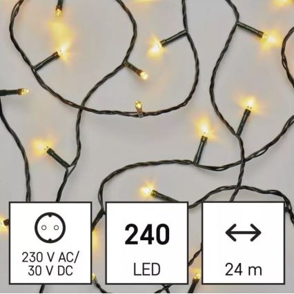 Zewnętrzny łańcuch świetlny LED, 240 diod LED, 8 trybów, 29 m, IP44, ciepła biel