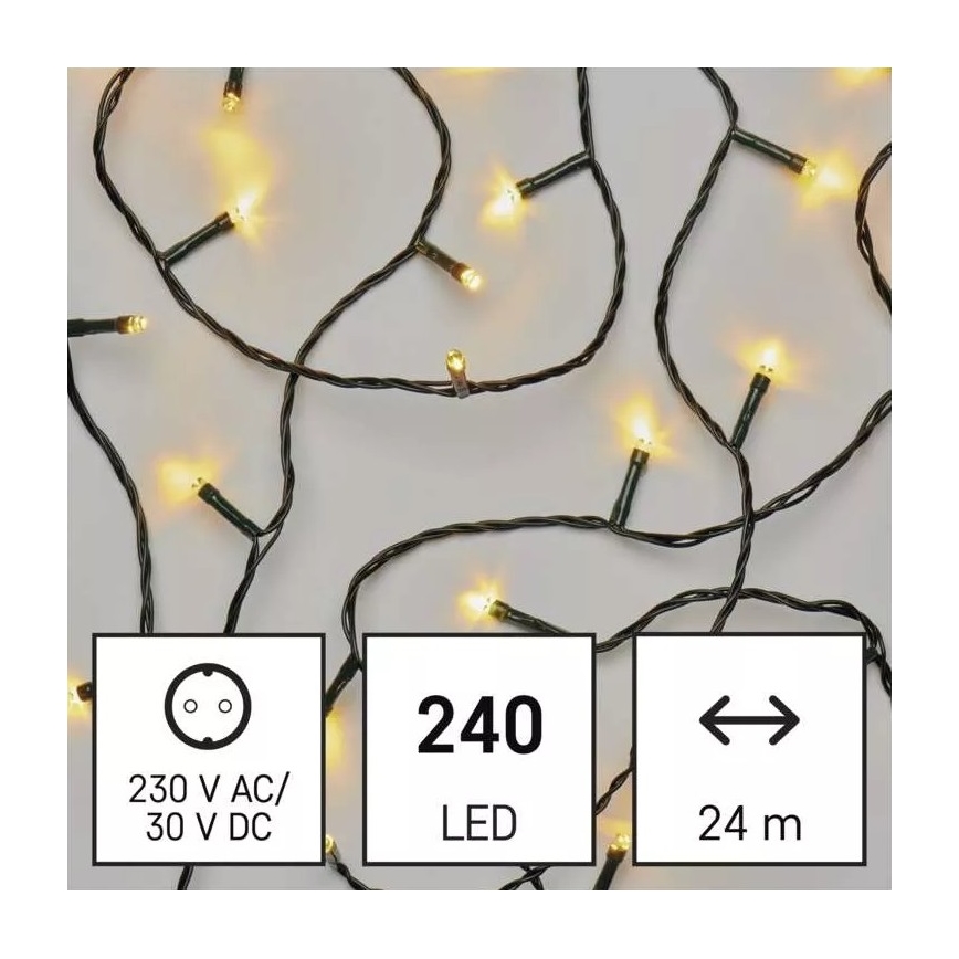Zewnętrzny łańcuch świetlny LED, 240 diod LED, 8 trybów, 29 m, IP44, ciepła biel