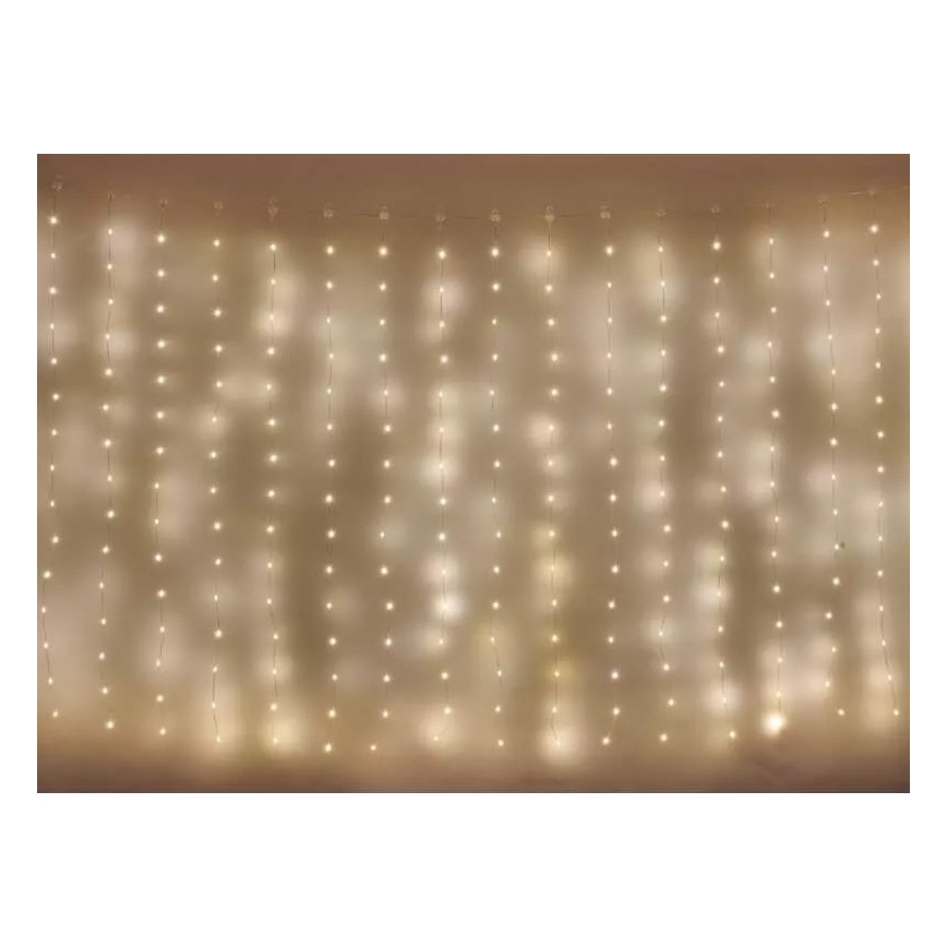 Zewnętrzny łańcuch świetlny LED, 300 diod / 8 funkcji, 5,9 m, IP44, ciepła biel