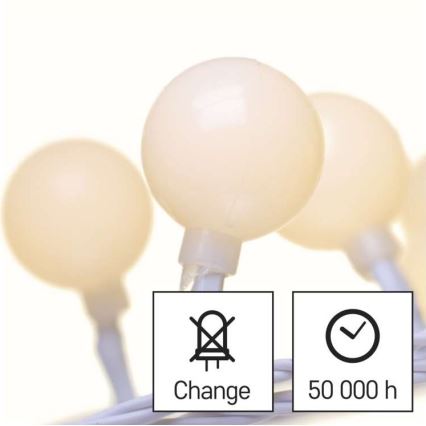 Zewnętrzny łańcuch świetlny LED, 40 diod, 9 m, IP44, ciepła biel