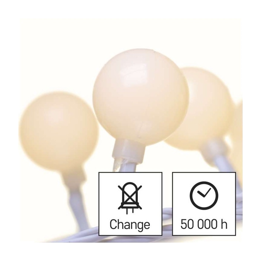 Zewnętrzny łańcuch świetlny LED, 40 diod, 9 m, IP44, ciepła biel