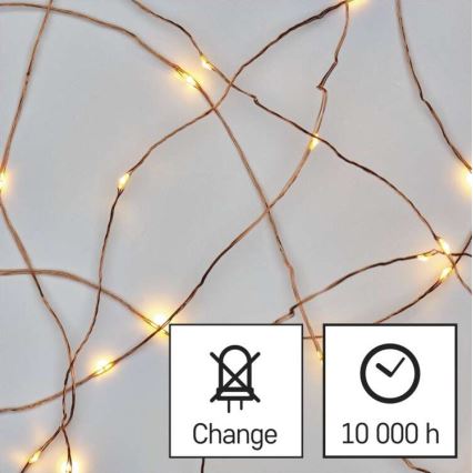 Zewnętrzny łańcuch świetlny LED 40xLED/9m IP44 ciepła biel