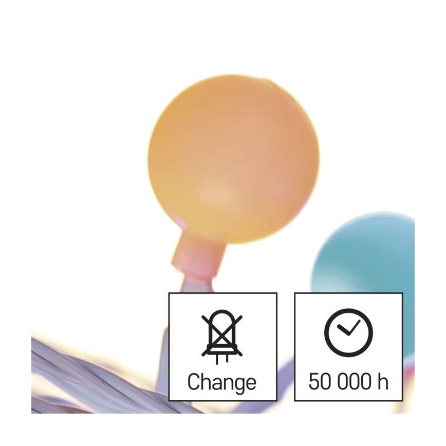 Zewnętrzny łańcuch świetlny LED 40xLED/9m IP44 wielokolorowy