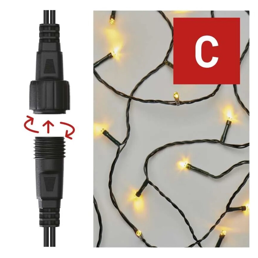 Zewnętrzny łańcuch świetlny LED 50 diod/5 m IP44 ciepła biel