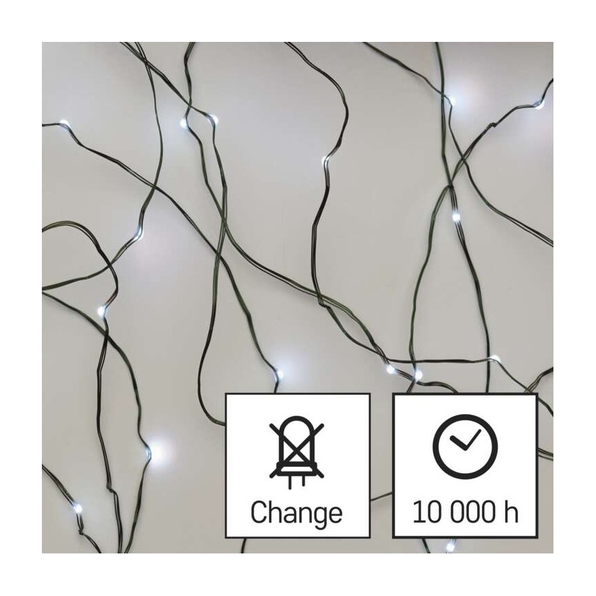 Zewnętrzny łańcuch świetlny LED, 75 diod, 12,5 m, IP44, zimna biel