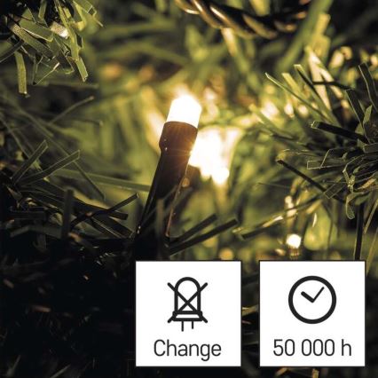 Zewnętrzny łańcuch świetlny LED, 80 diod, zasilanie 3xAA, długość 6,1 m, IP44, ciepła biel