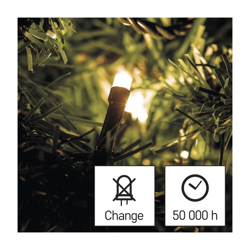 Zewnętrzny łańcuch świetlny LED, 80 diod, zasilanie 3xAA, długość 6,1 m, IP44, ciepła biel