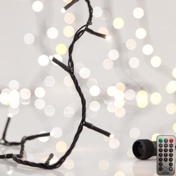 Zewnętrzny łańcuch świetlny LED CLUSTER 200xLED/8 funkcji 2,1 m IP44 ciepła biała + zdalne sterowanie
