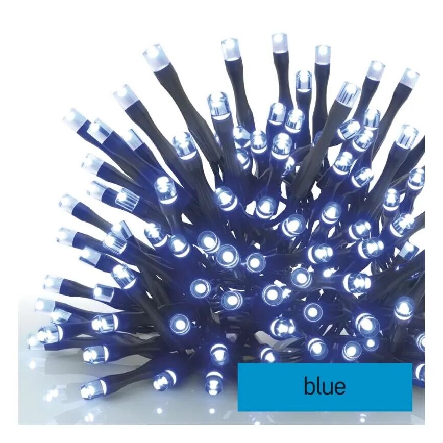 Zewnętrzny łańcuch świetlny LED — 100 diod, 10 m, IP44, niebieski