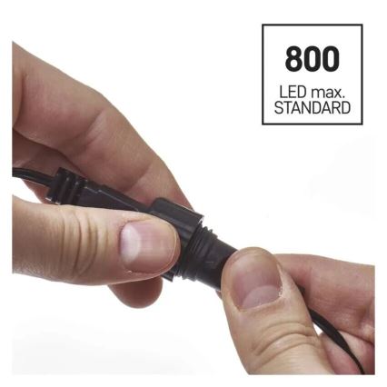 Zewnętrzny łańcuch świetlny LED — 100 diod, 10 m, IP44, niebieski