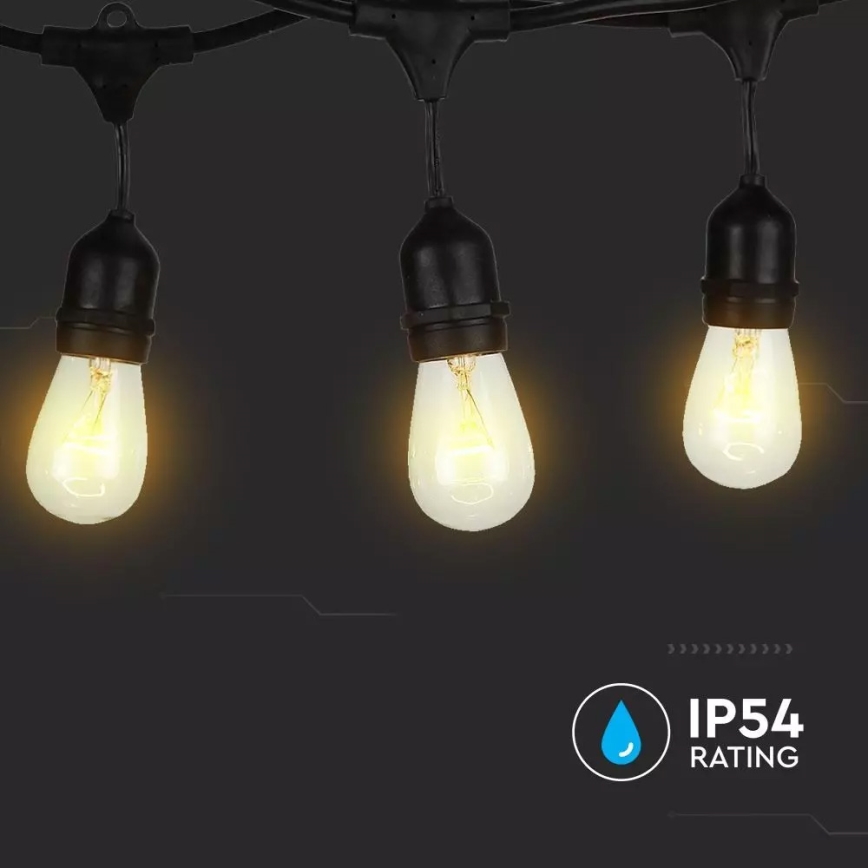 Zewnętrzny łańcuch świetlny STRING 15m 15xE27/25W/230V IP54