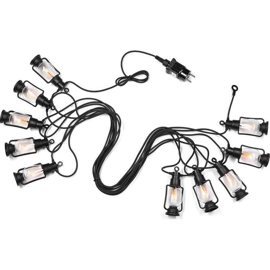 Zewnętrzny ozdobny łańcuch GIRLANDA 10xLED 10m IP44 ciepła biel