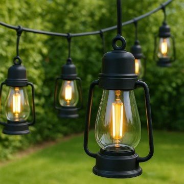 Zewnętrzny ozdobny łańcuch GIRLANDA 20xLED 20m IP44 ciepła biel