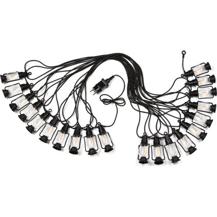 Zewnętrzny ozdobny łańcuch GIRLANDA 20xLED 20m IP44 ciepła biel