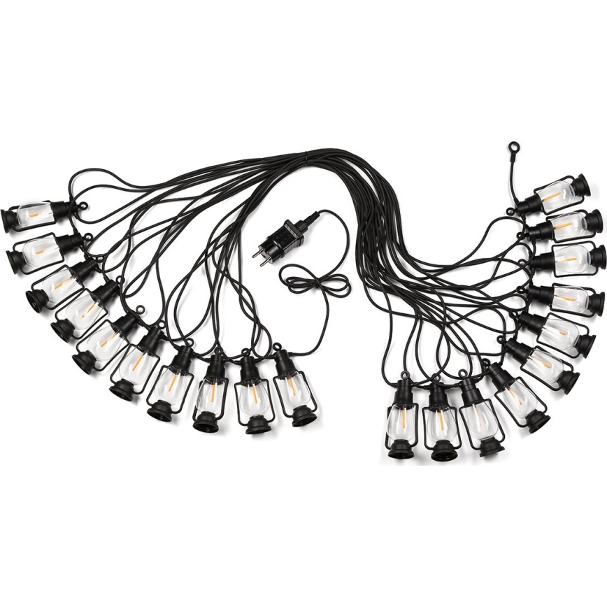 Zewnętrzny ozdobny łańcuch GIRLANDA 20xLED 20m IP44 ciepła biel