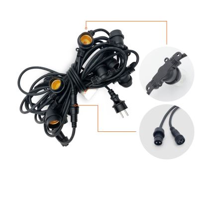 Zewnętrzny ozdobny łańcuch MIMOSA 10xE27/1,3W/230V IP44 10 m