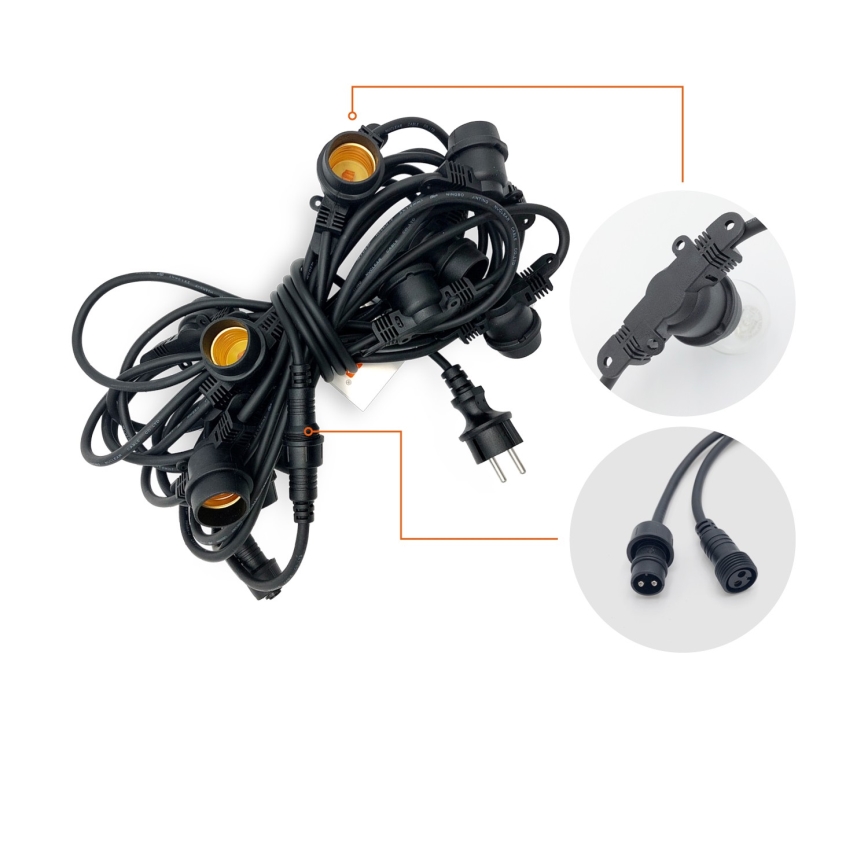 Zewnętrzny ozdobny łańcuch MIMOSA 10xE27/1,3W/230V IP44 10 m