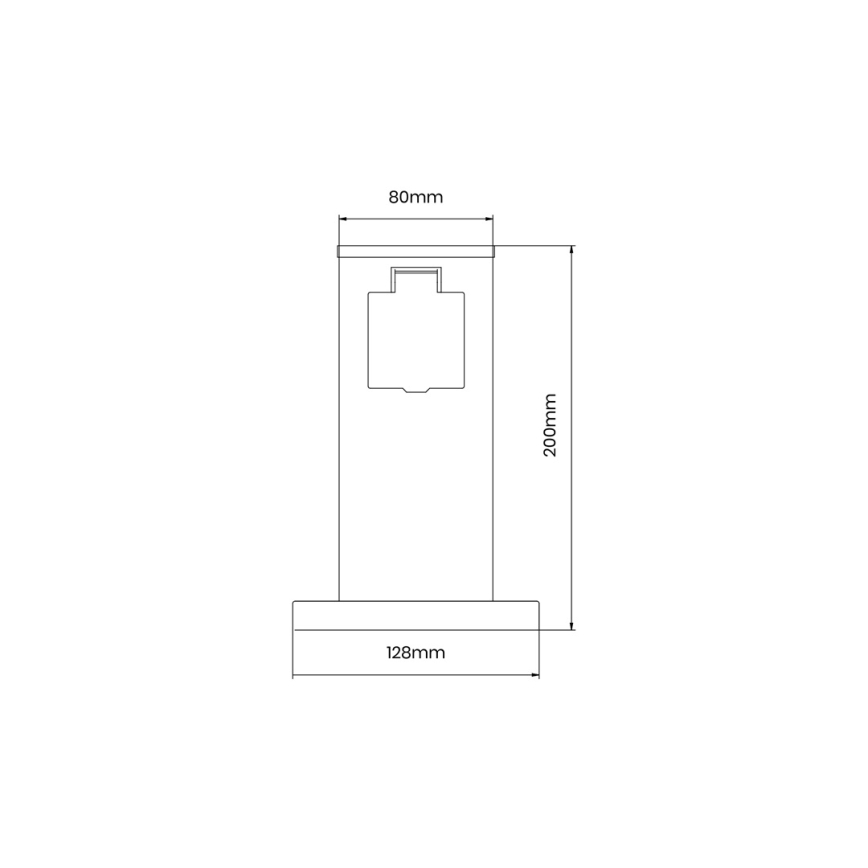 Zewnętrzny słupek zasilający 1Z SCHUKO 230V IP44 20 cm czarny