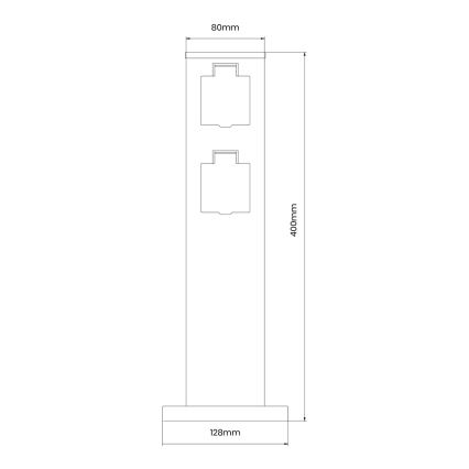 Zewnętrzny słupek zasilający 2Z SCHUKO 230V IP44 40 cm czarny